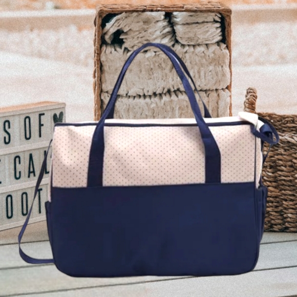 Banner Bonnie 4 Pcs Navy Mommy Bag Set Diaper Tote Bottle Lunch Bags Diaper Pad - Picture 2 of 10